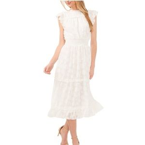 Cece ruffled smocked midi dress